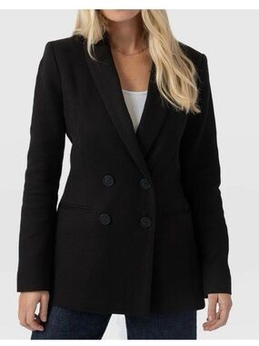 Saint + Sofia Black Double Breasted Cambridge Blazer Size: 6
